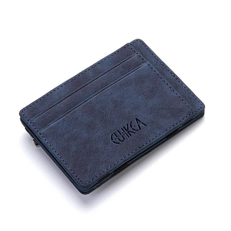 Mini Slim Wallet – Vegan Leather Card Holder with Zipper Coin Pocket