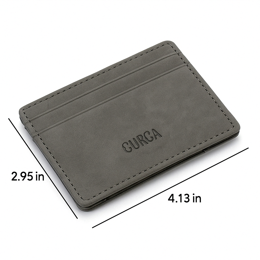 Mini Slim Wallet – Vegan Leather Card Holder with Zipper Coin Pocket